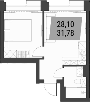 Планировка — Лэнд Лорд, 1-комн., 32 м²