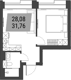 Планировка — Лэнд Лорд, 1-комн., 32 м²