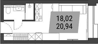 Планировка — Лэнд Лорд, Студия, 21 м²