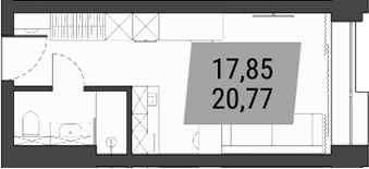 Планировка — Лэнд Лорд, Студия, 21 м²
