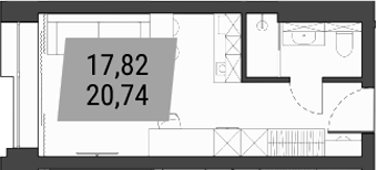 Планировка — Лэнд Лорд, Студия, 21 м²