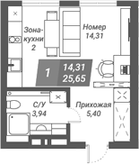 Планировка — Ворошилов, Студия, 26 м²