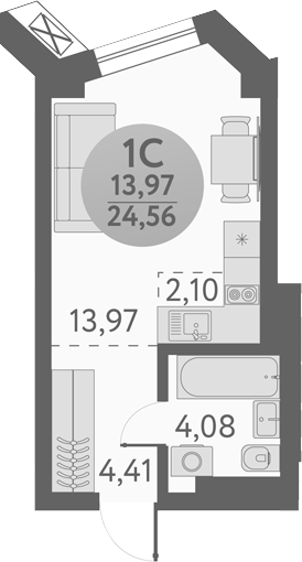 Планировка — Урбан Пикс, Студия, 25 м²