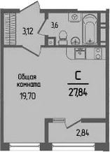 Планировка — Прима, Студия, 26 м²