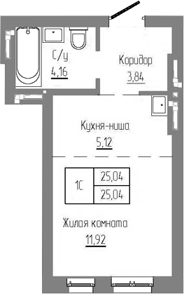 Планировка — Базилик, Студия, 25 м²