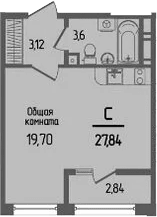 Планировка — Прима, Студия, 26 м²