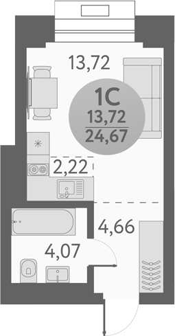 Планировка — Урбан Пикс, Студия, 25 м²