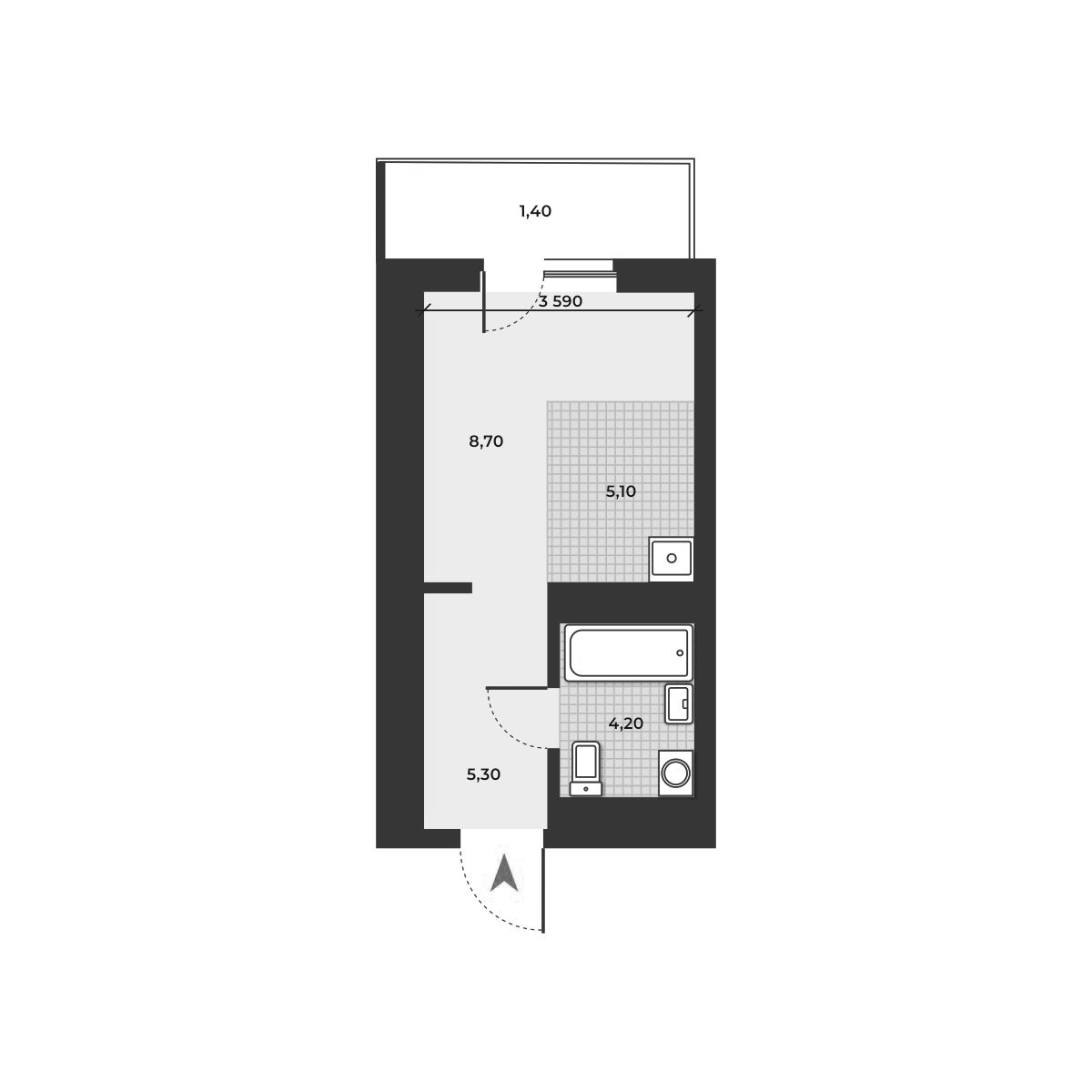 Планировка — ДНК, Студия, 23 м²