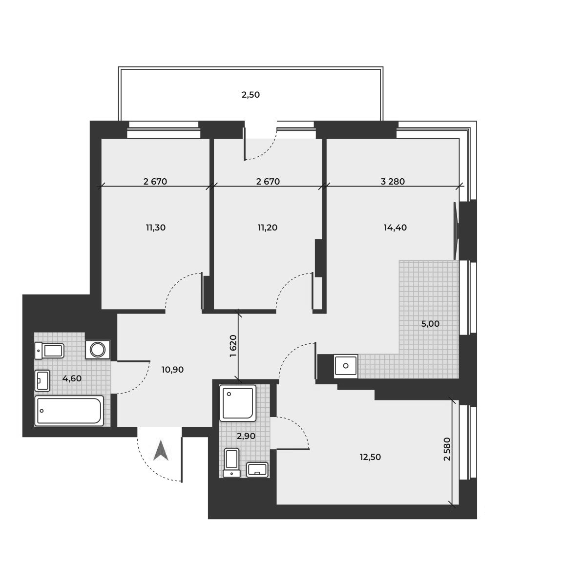 Планировка — ДНК, 4-комн., 73 м²