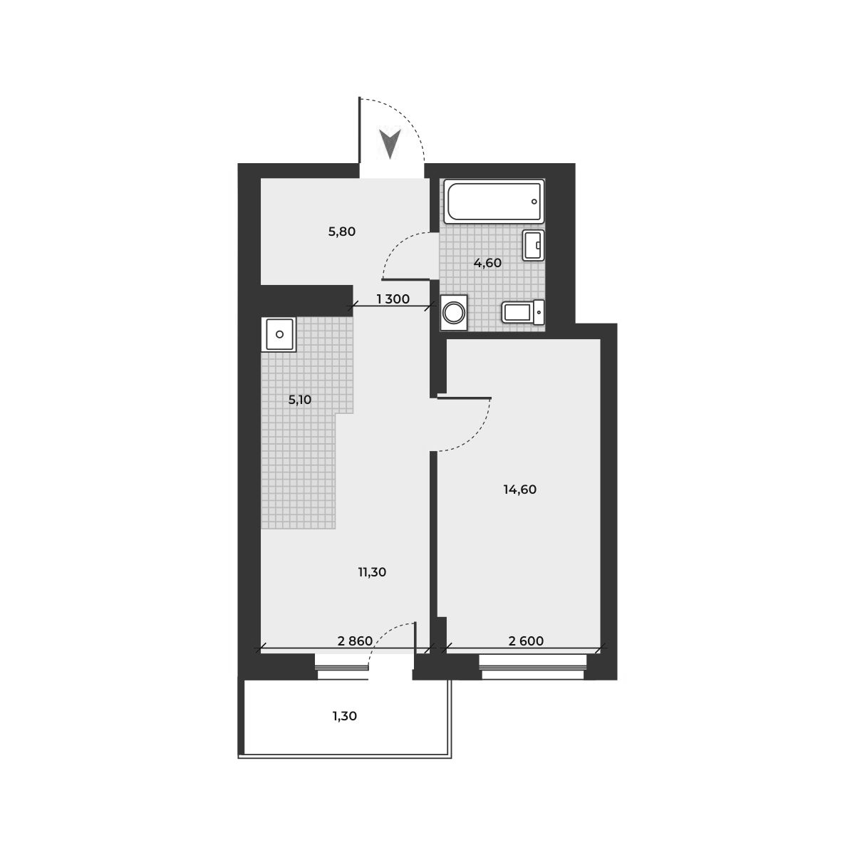 Планировка — ДНК, 2-комн., 41 м²