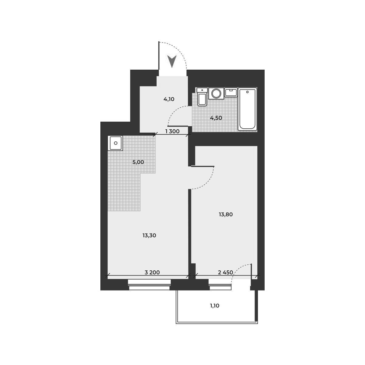 Планировка — ДНК, 2-комн., 41 м²