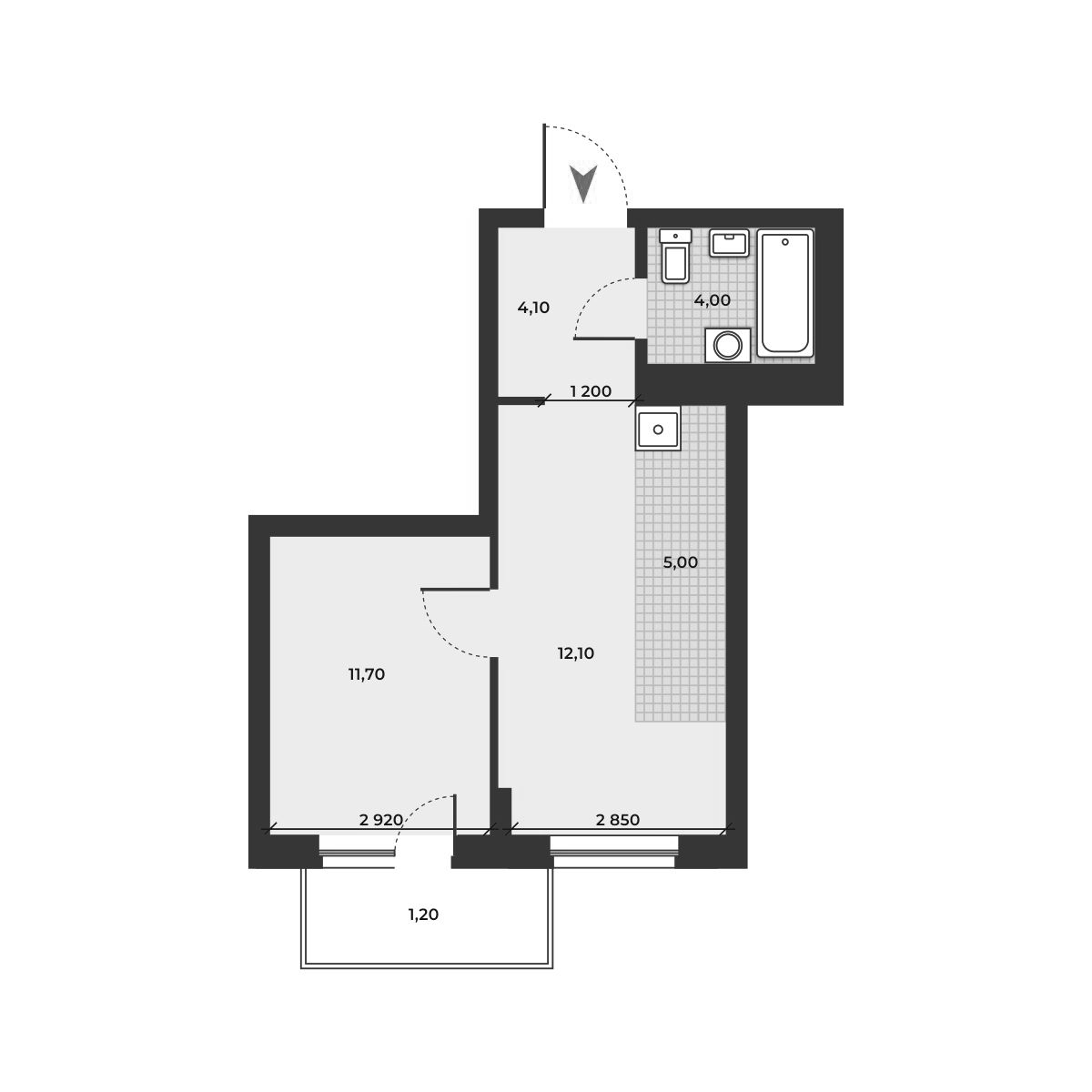 Планировка — ДНК, 2-комн., 37 м²