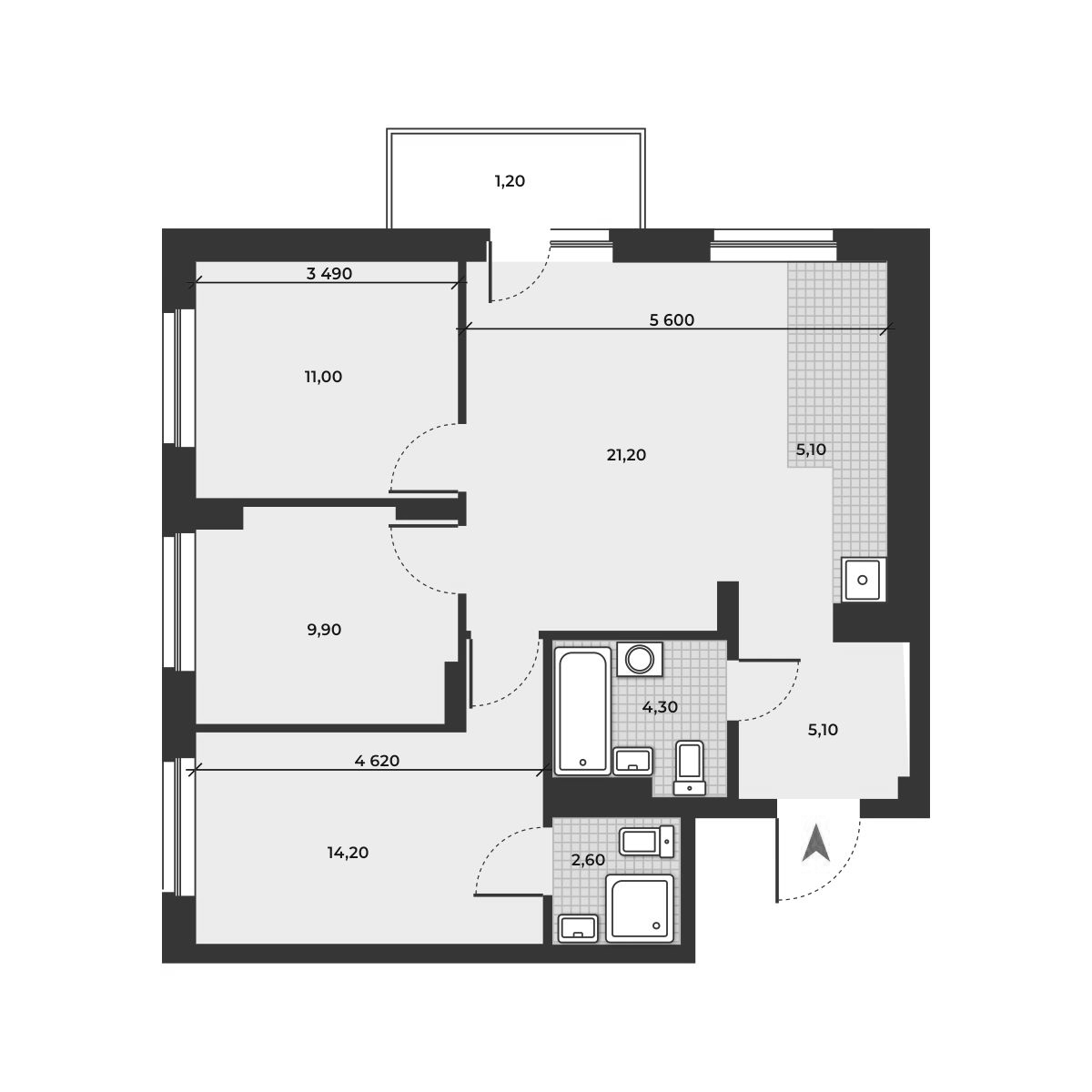 Планировка — ДНК, 4-комн., 73 м²