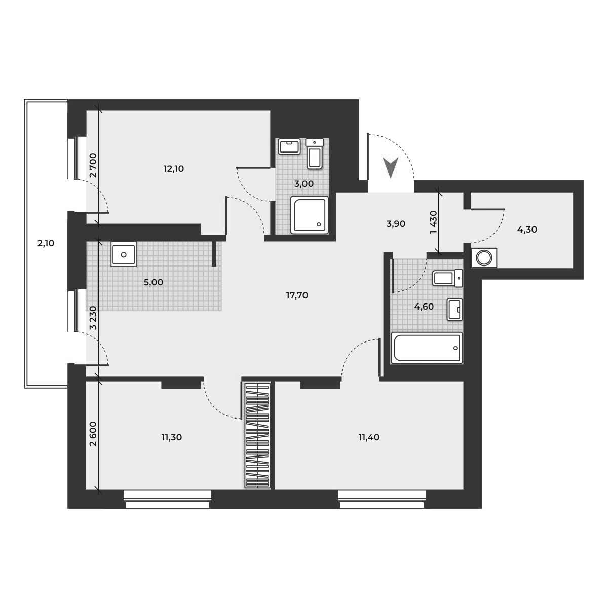 Планировка — ДНК, 4-комн., 73 м²
