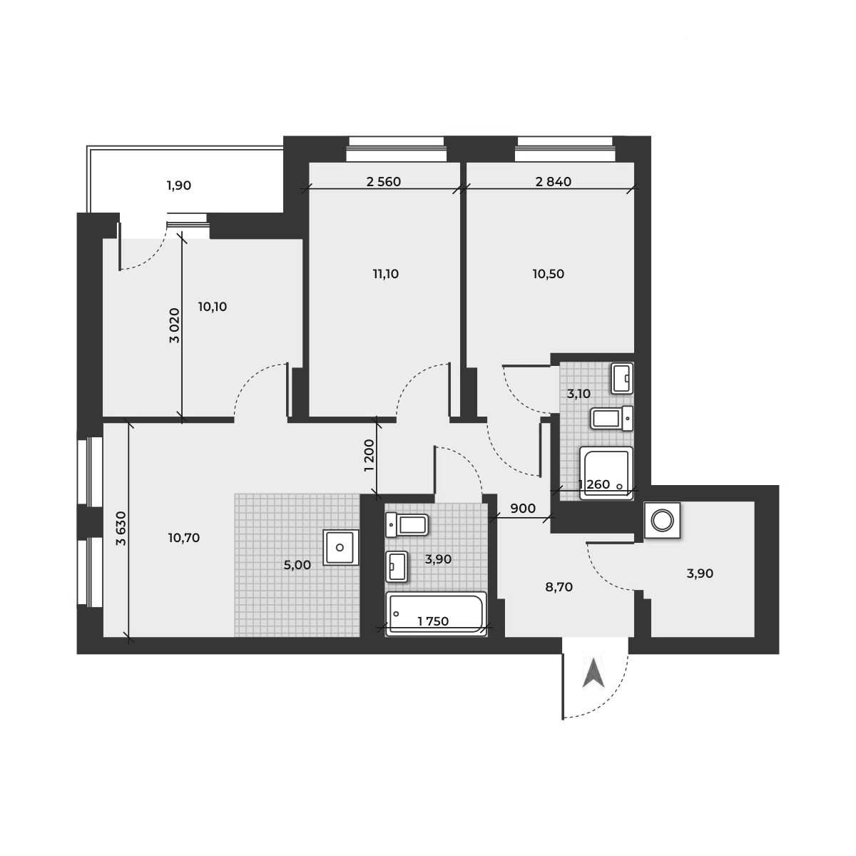 Планировка — ДНК, 4-комн., 67 м²