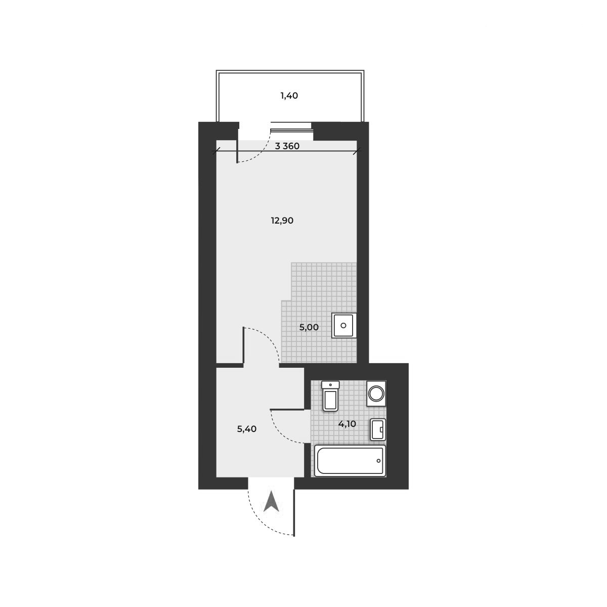 Планировка — ДНК, Студия, 27 м²
