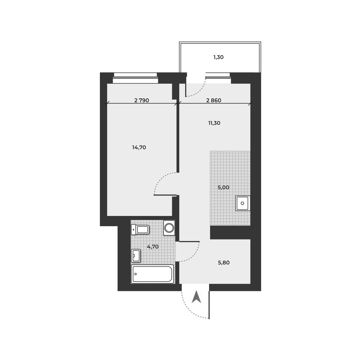 Планировка — ДНК, 2-комн., 42 м²