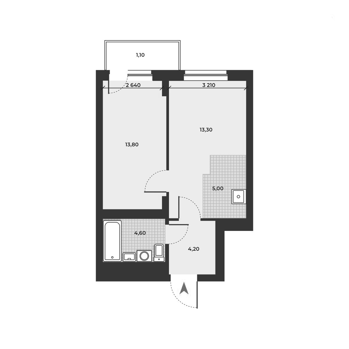 Планировка — ДНК, 2-комн., 41 м²