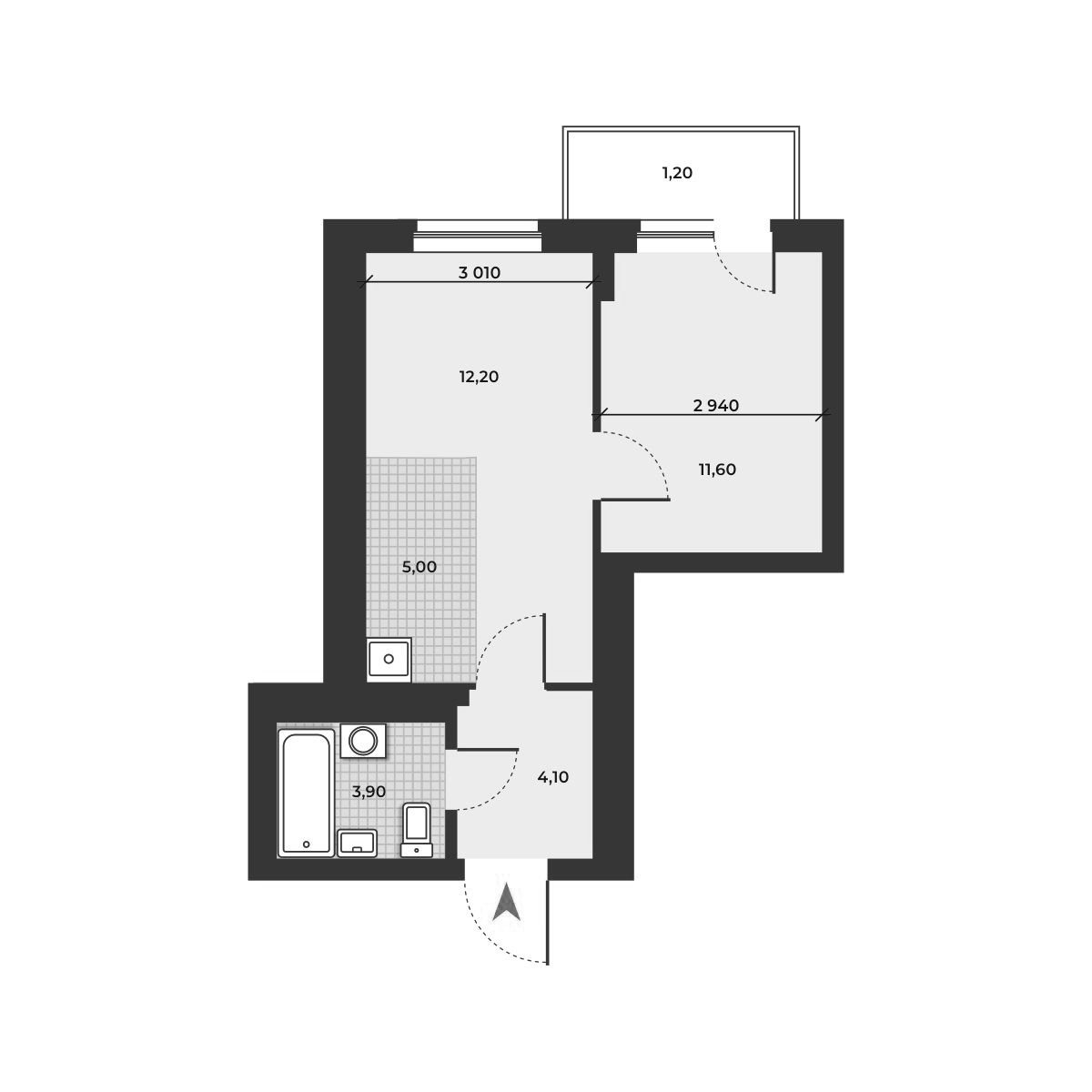 Планировка — ДНК, 2-комн., 37 м²