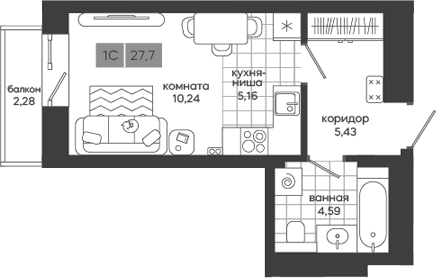 Планировка — Дом у леса Белкин, Студия, 25 м²
