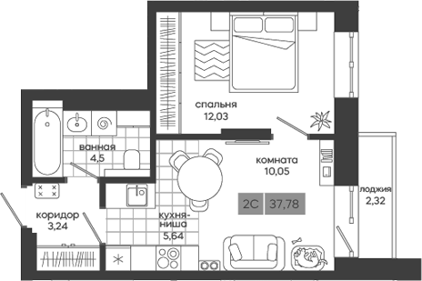 Планировка — Дом у леса Белкин, 2-комн., 35 м²