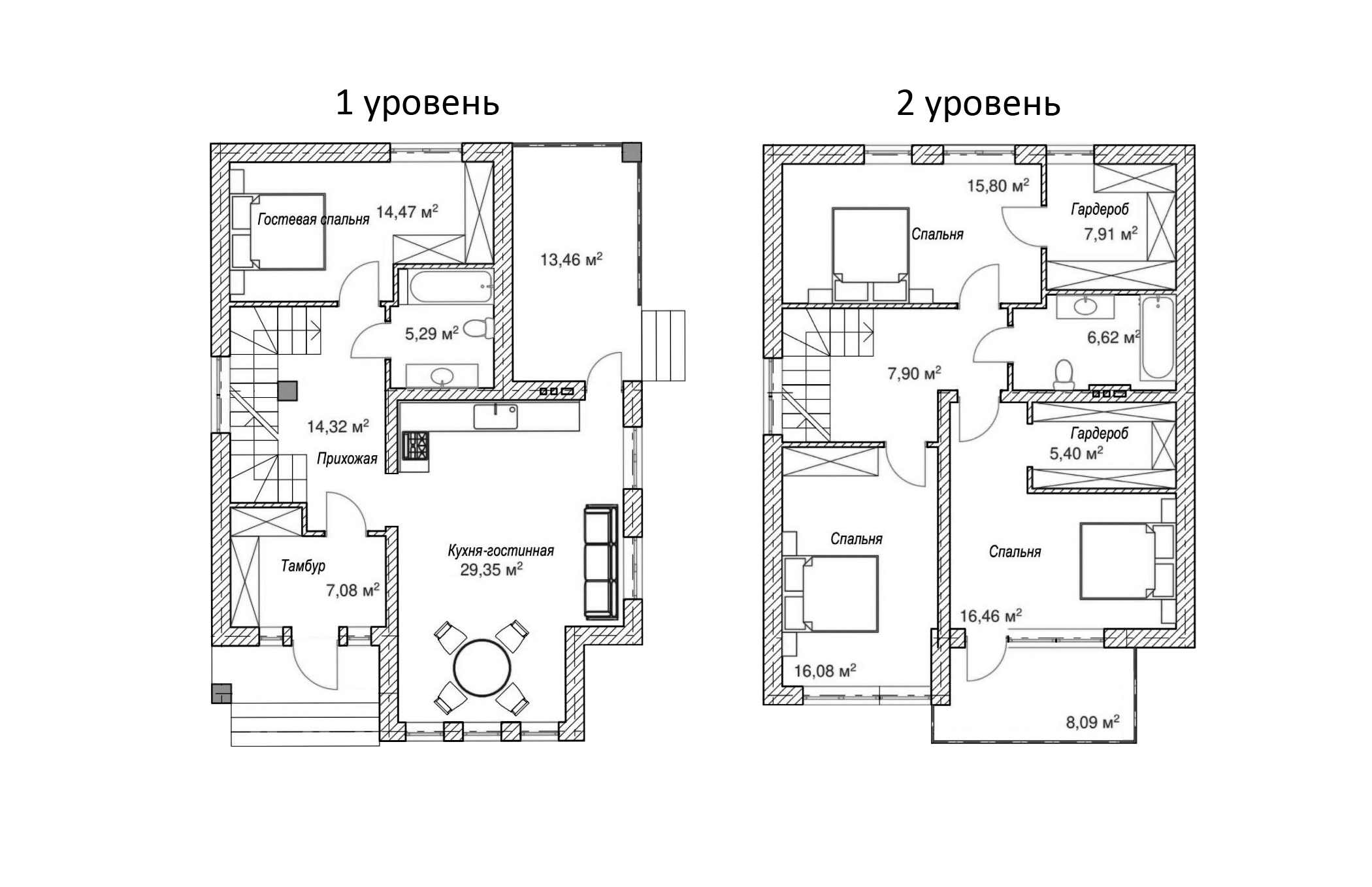 Планировка — Коттеджный комлекс Современный Квартал, 4-комн., 141 м²