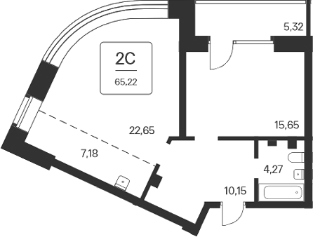 Планировка — Сакура парк, 2-комн., 60 м²