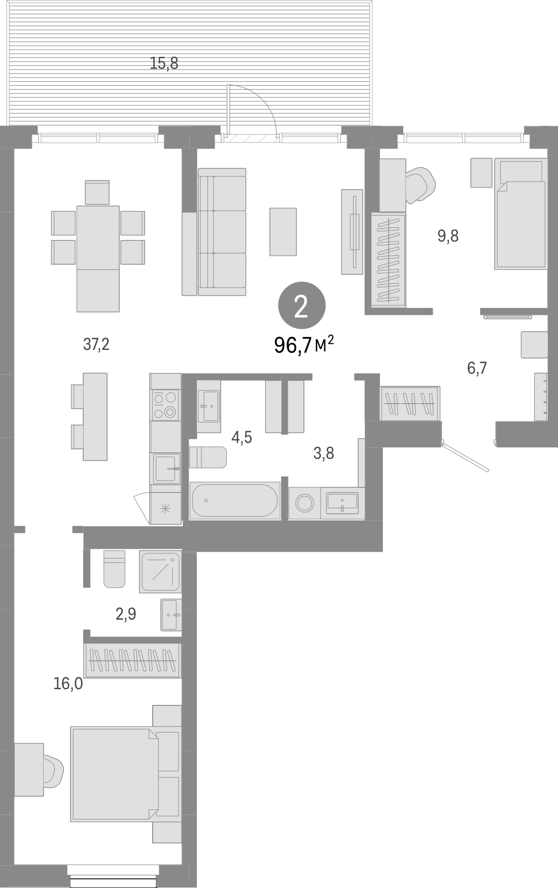 Планировка — Лебедевский, 3-комн., 81 м²