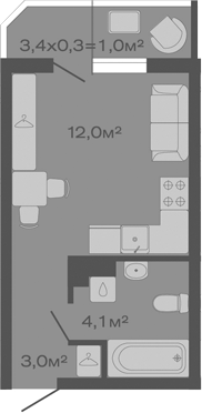 Планировка — Дзенпарк, Студия, 19 м²