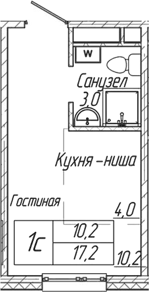 Планировка — Шория-Град. Шерегеш, Студия, 17 м²