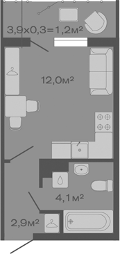Планировка — Дзенпарк, Студия, 19 м²