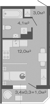 Планировка — Дзенпарк, Студия, 19 м²