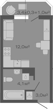 Планировка — Дзенпарк, Студия, 19 м²