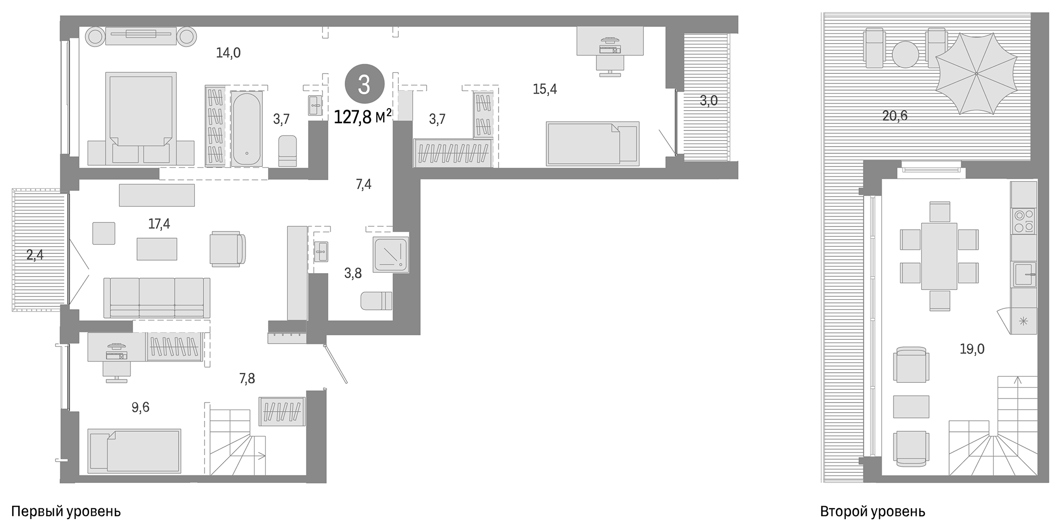 Планировка — Европейский берег, 4-комн., 102 м²