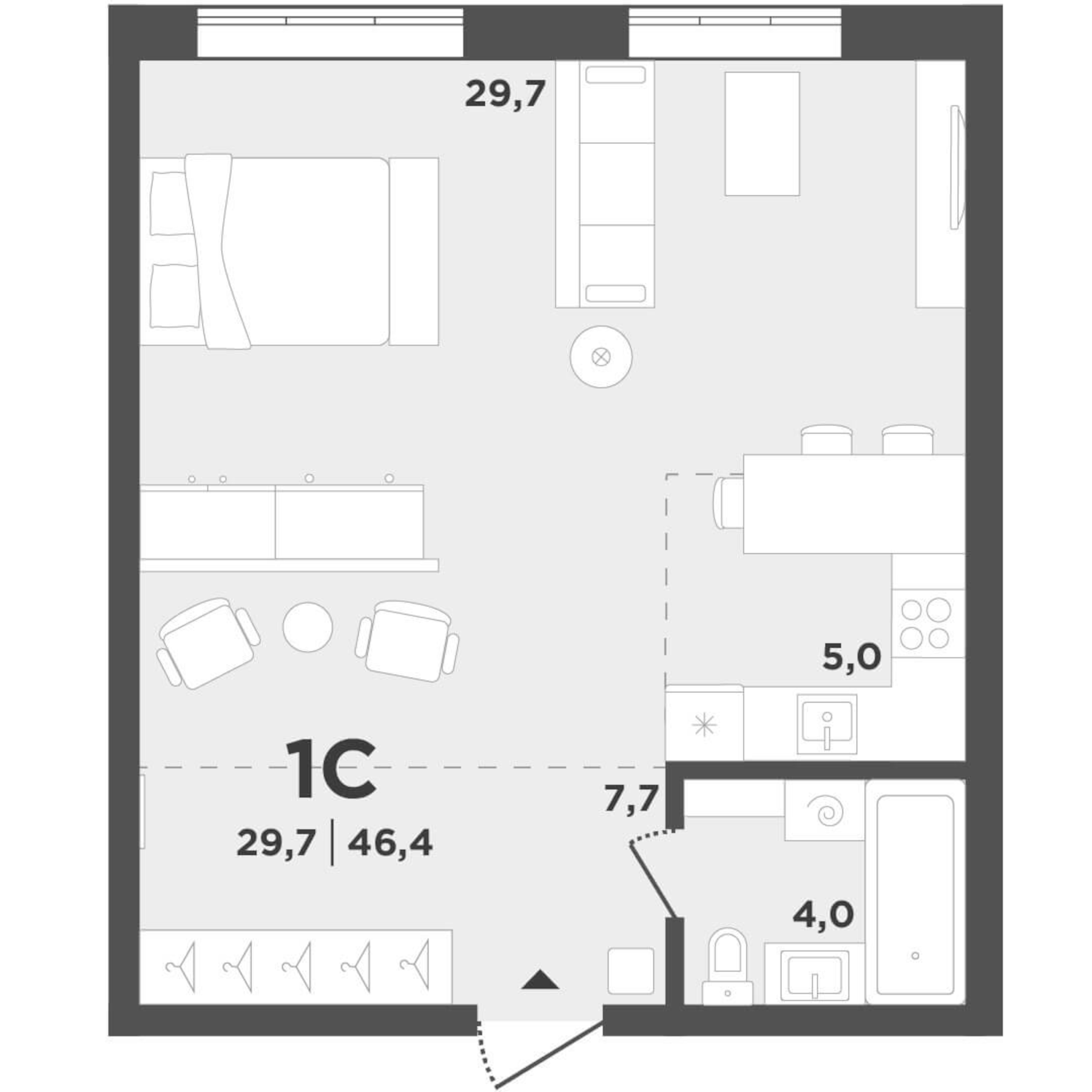 Планировка — Поколение, Студия, 46 м²