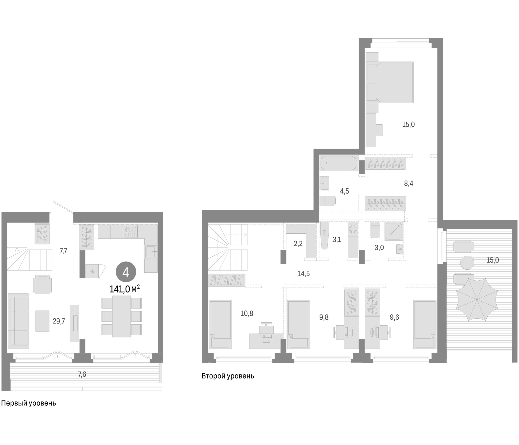Планировка — Европейский берег, 5-комн., 118 м²