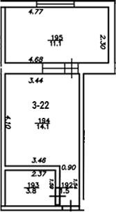 Планировка — The Manor, Студия, 19 м²