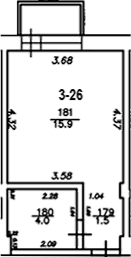 Планировка — The Manor, Студия, 21 м²