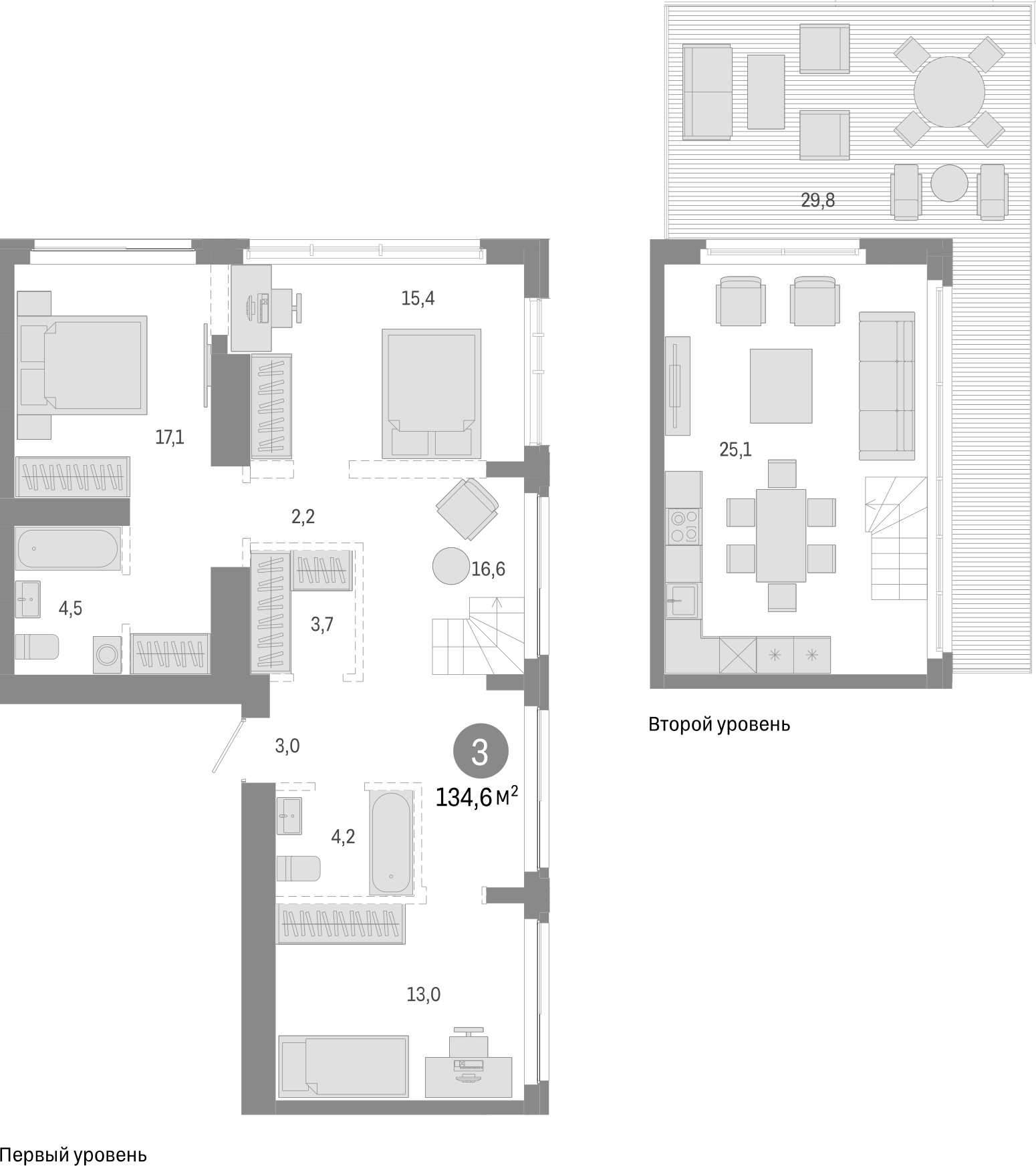 Планировка — Европейский берег, 4-комн., 105 м²