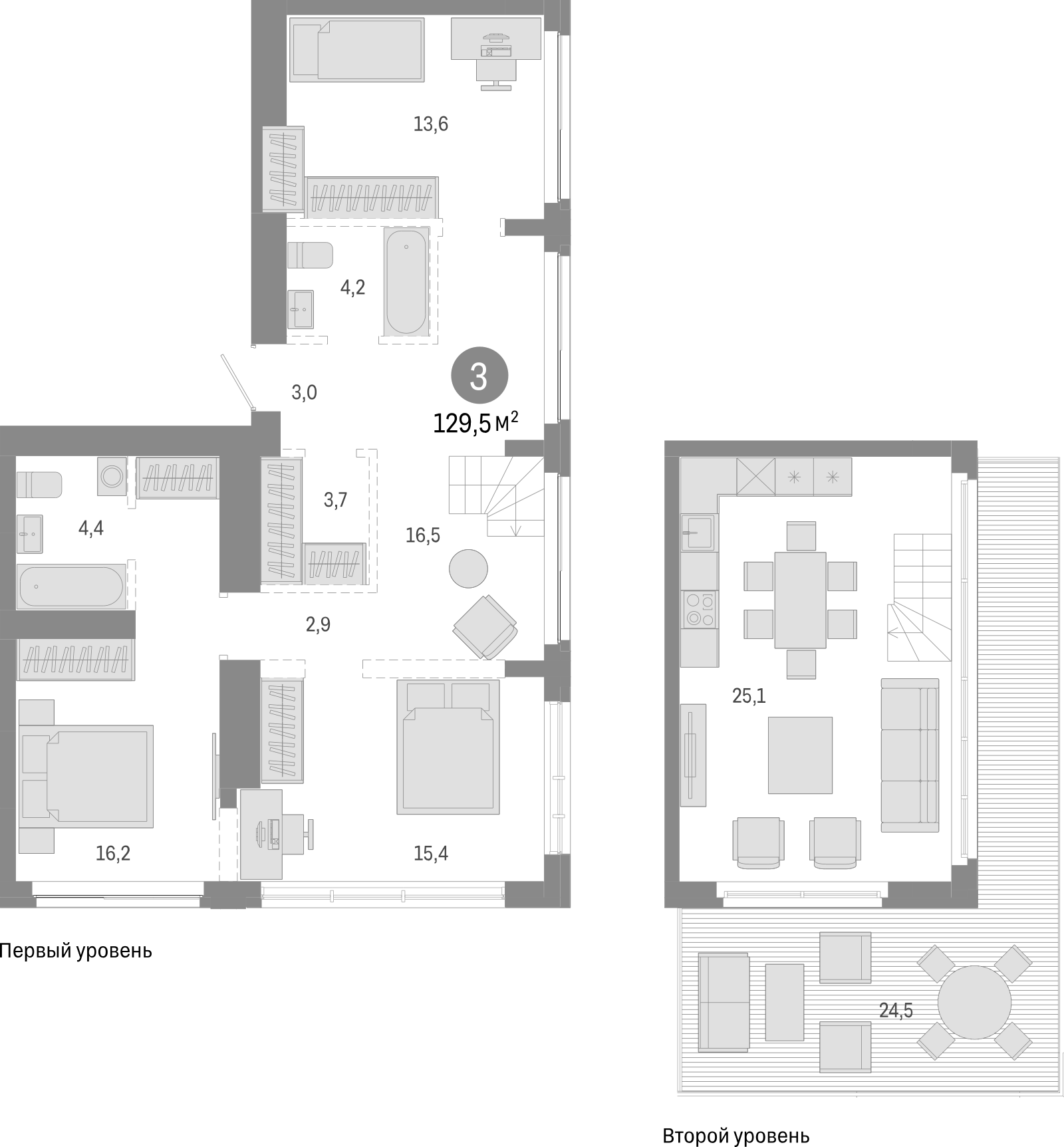 Планировка — Европейский берег, 4-комн., 105 м²