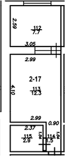 Планировка — The Manor, Студия, 17 м²