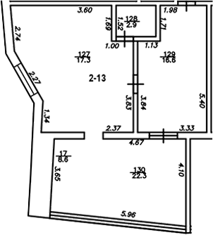 Планировка — The Manor, 2-комн., 59 м²