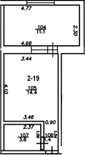 Планировка — The Manor, Студия, 19 м²