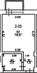 Планировка — The Manor, Студия, 21 м²