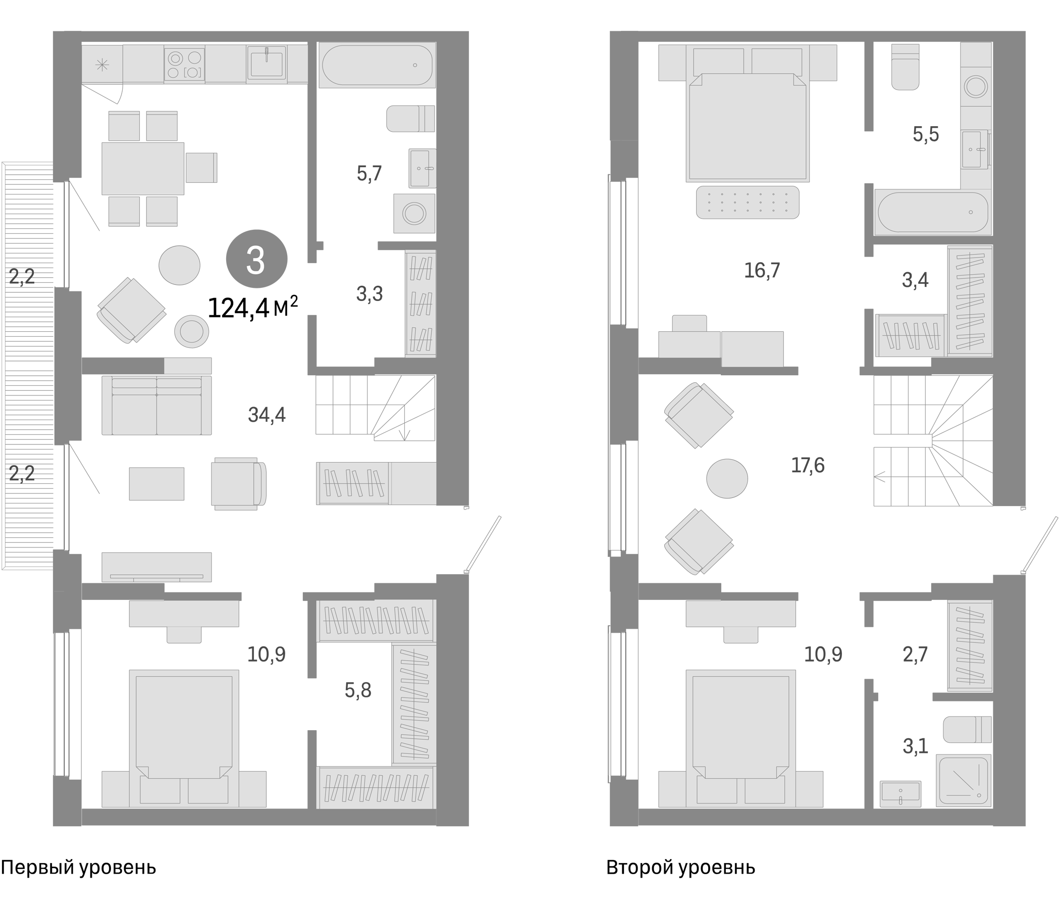 Планировка — Пшеница, 4-комн., 120 м²