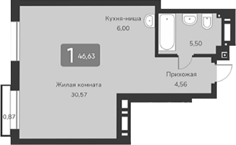 Планировка — Марсель-2, 1-комн., 47 м²