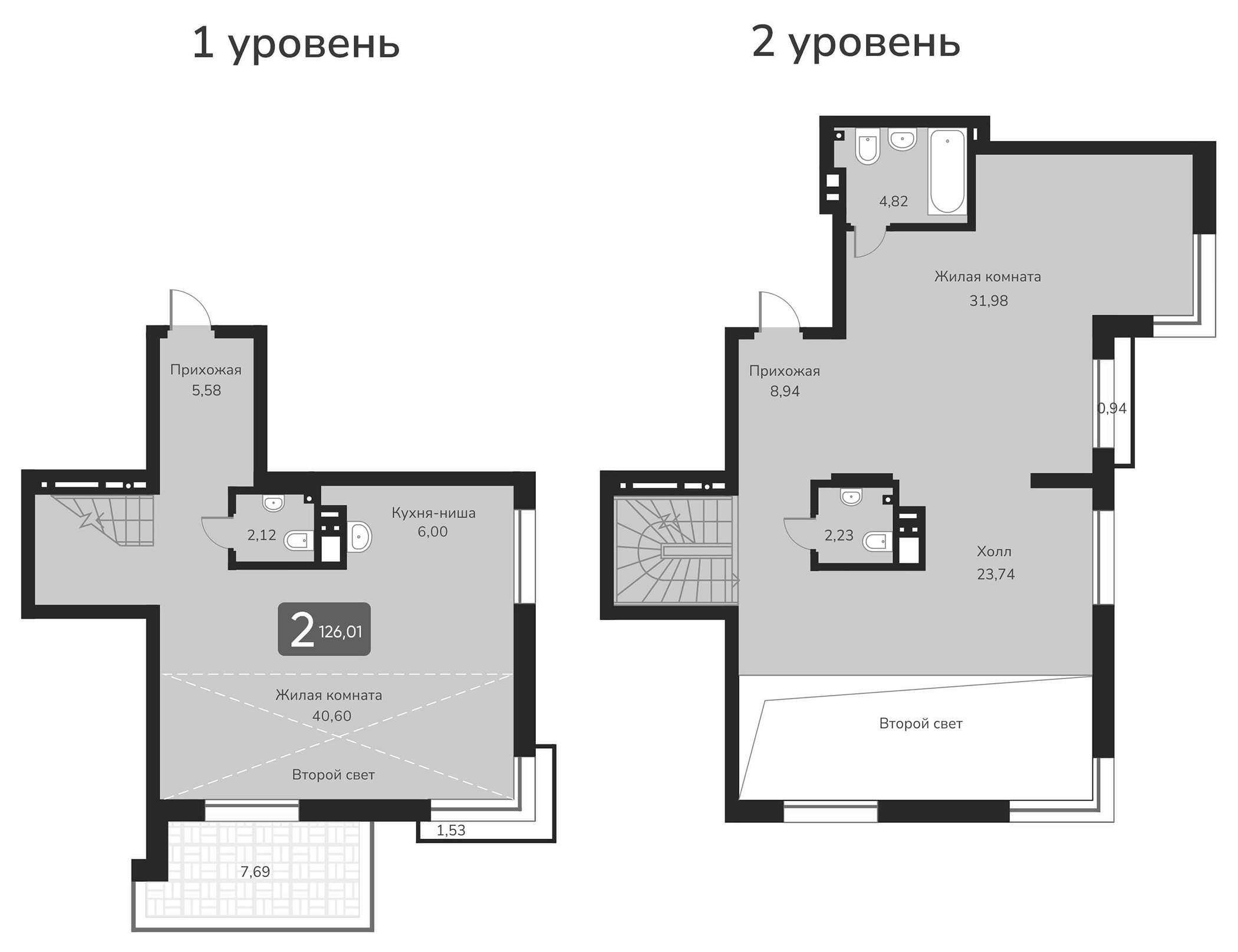 Планировка — Марсель-2, 1-комн., 126 м²