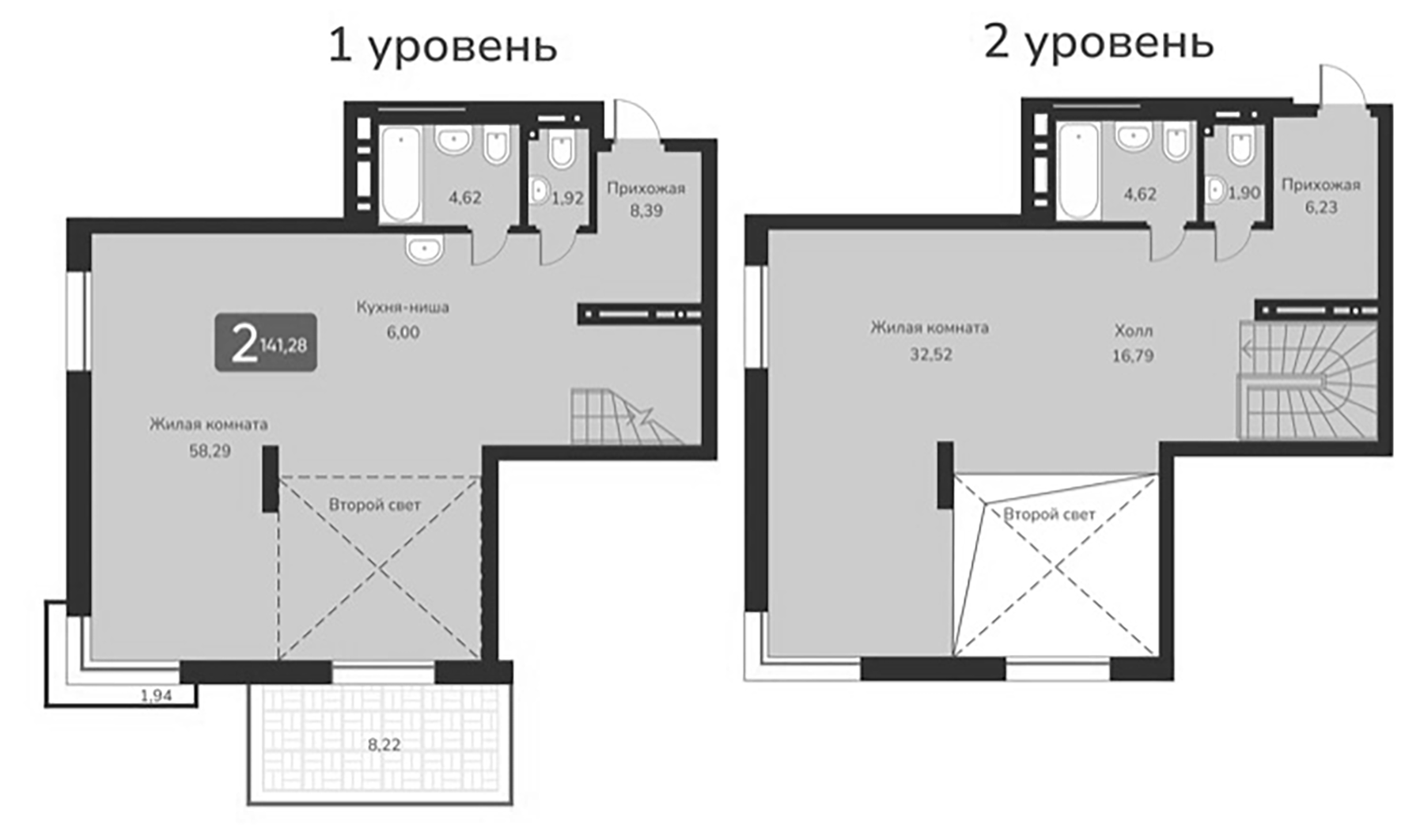 Планировка — Марсель-2, 1-комн., 141 м²
