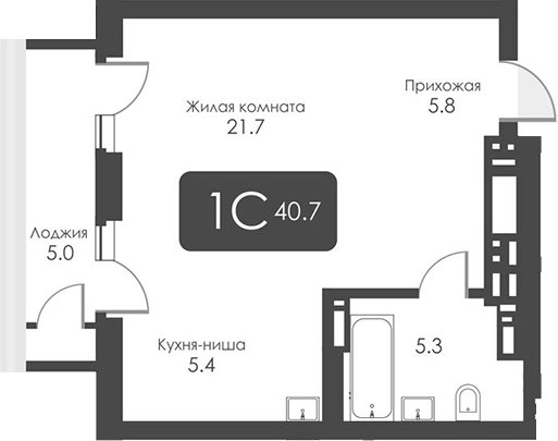 Планировка — Сити Тауэрс, Студия, 38 м²
