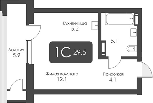 Планировка — Сити Тауэрс, Студия, 27 м²